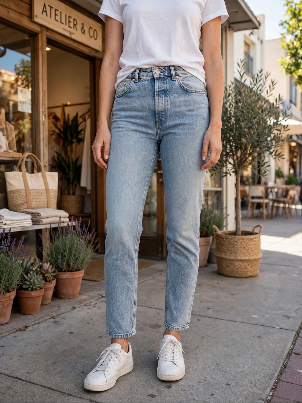 Free People High-Rise Light Blue Straight Jeans